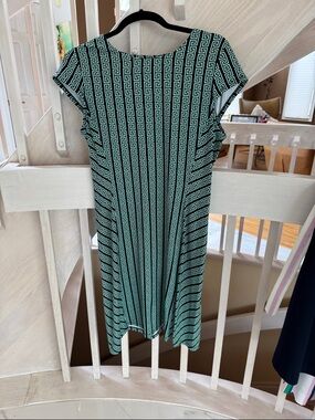 J. McLaughlin Mint and Black Geometric  Dress (to Knee)